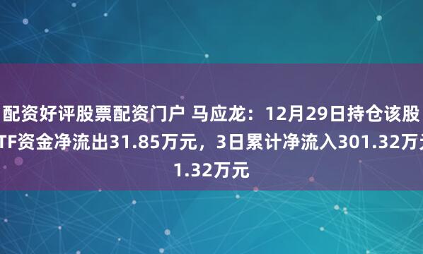 配资好评股票配资门户 马应龙：12月29日持仓该股ETF资金净流出31.85万元，3日累计净流入301.32万元